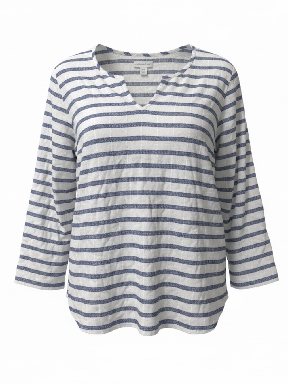Coldwater Creek Women's Striped V-Neck Pullover Top - Blue/White size 2x